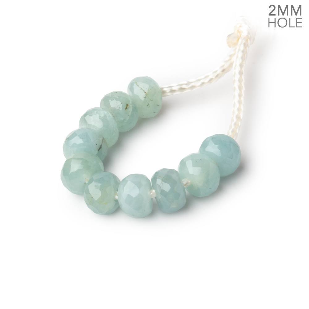 6mm Milky Aquamarine 2mm Large Hole Faceted Rondelles Set of 10 Beads - Beadsofcambay.com