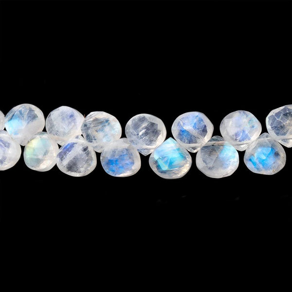 8mm Rainbow Moonstone Faceted Heart Beads 7 inch 44 pieces AA