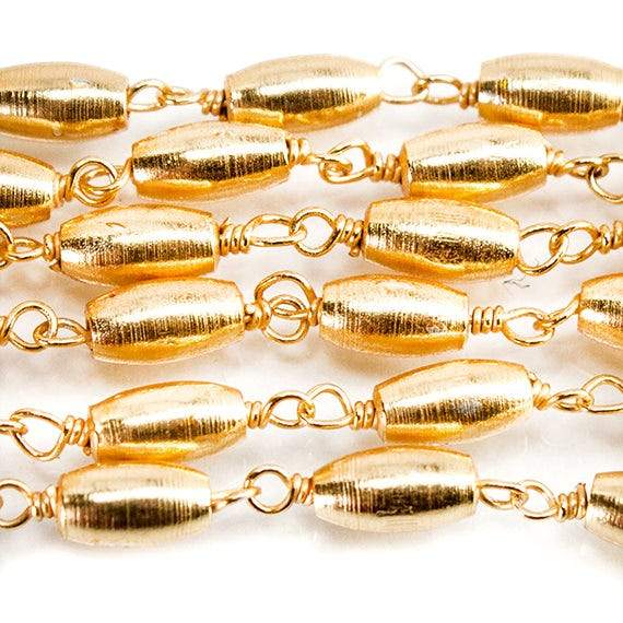 6x3mm 22kt Gold plated Rice Bead Gold plated Chain by the foot - Beadsofcambay.com