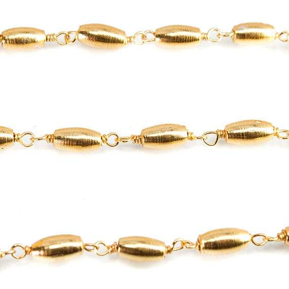 6x3mm 22kt Gold plated Rice Bead Gold plated Chain by the foot - Beadsofcambay.com