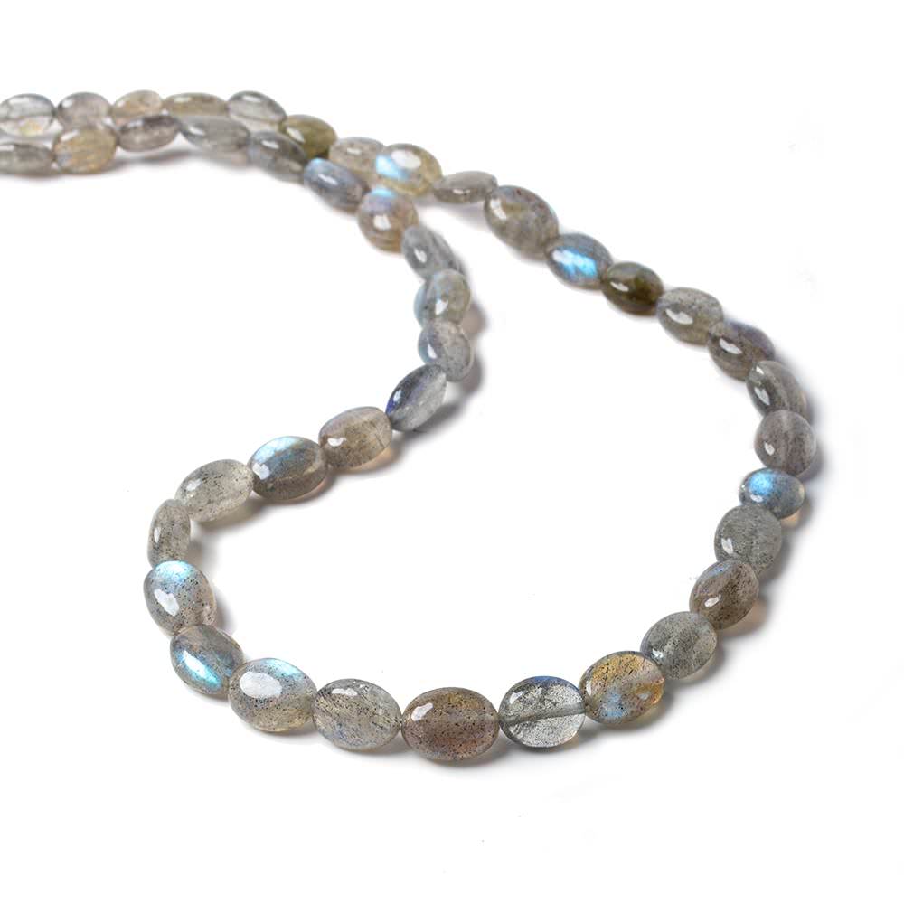 6x5-10.5x9mm Labradorite Straight Drill Plain Oval Beads 16 inch 45 pieces - Beadsofcambay.com