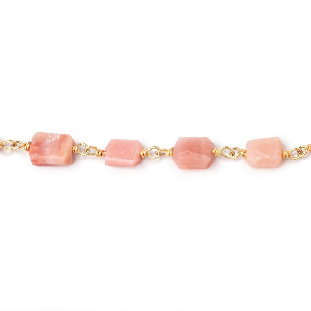 6x5-8x6mm Pink Peruvian Opal Faceted Nugget Beads on Vermeil Chain - Beadsofcambay.com