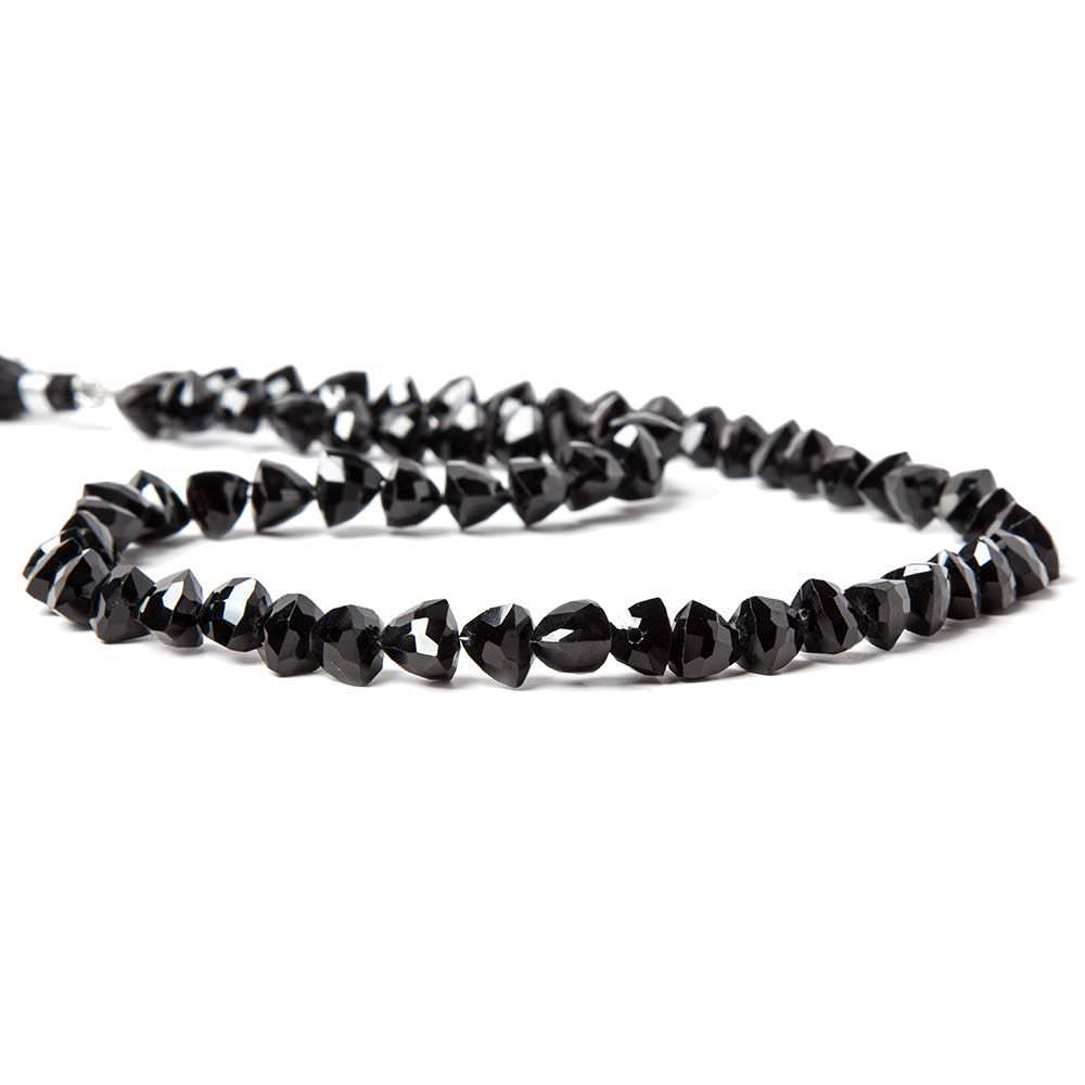 6x6-9x9mm Black Spinel Straight Drilled Trillion Beads 15 inch 52 pieces - Beadsofcambay.com