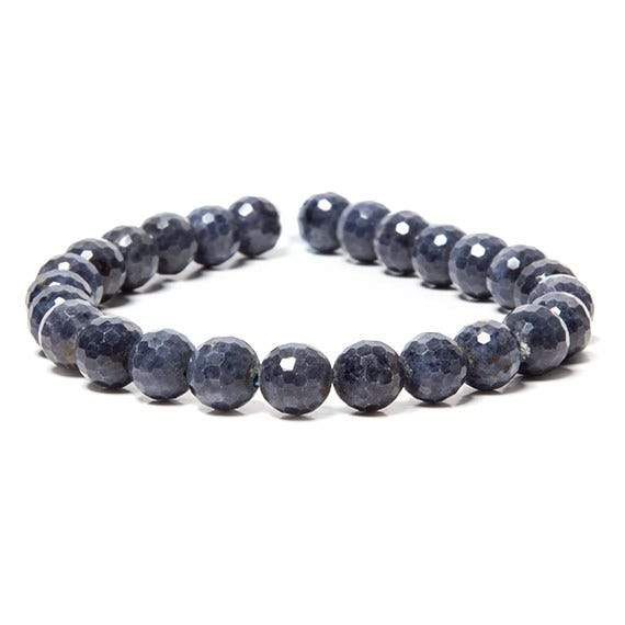 7-7.5mm Blue Sapphire faceted rounds 7.5 inch 27 beads - Beadsofcambay.com