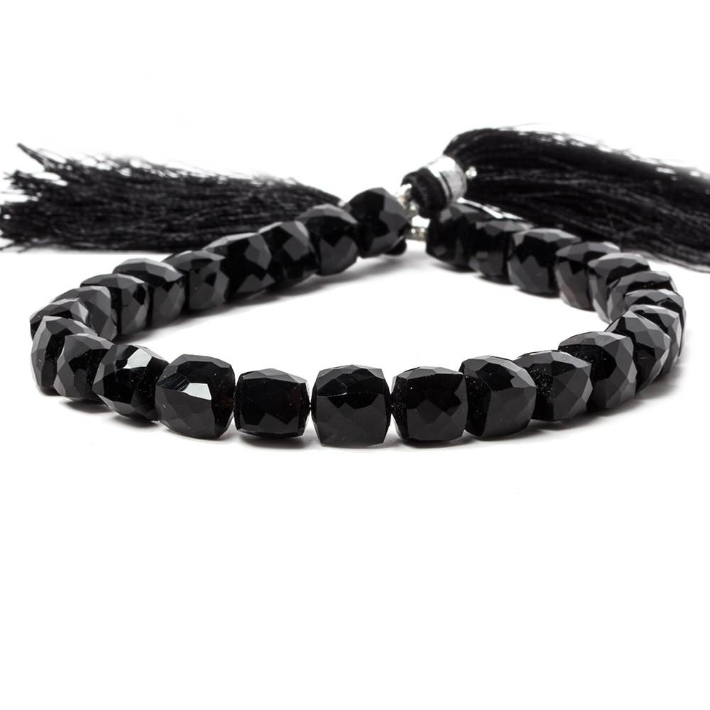 7-8mm Black Chalcedony Faceted Cube Beads 8 inch 25 pieces - Beadsofcambay.com