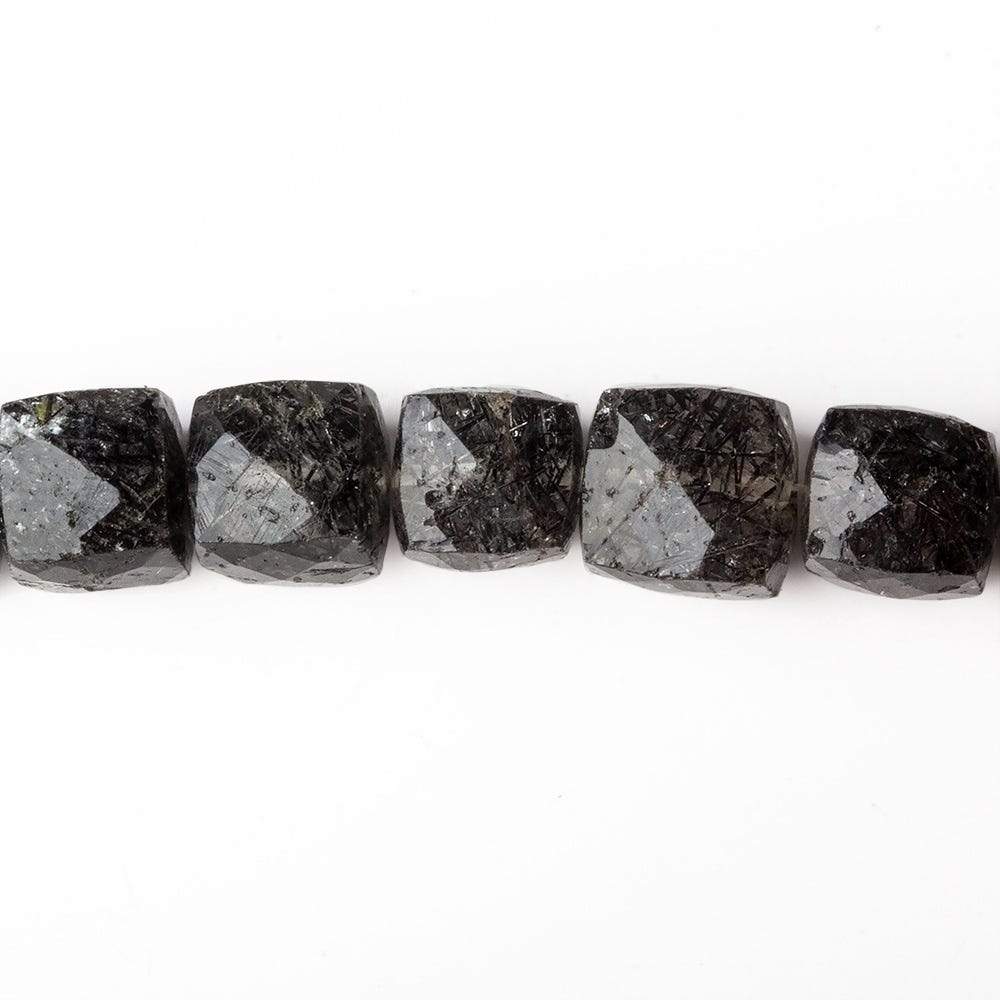 7-8mm Black Tourmalinated Quartz Faceted Cubes 8 inch 26 beads - Beadsofcambay.com