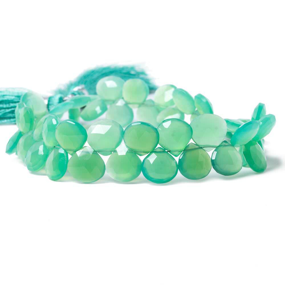 7-9mm Green Chalcedony Faceted Heart Beads 8 inch 50 pieces - Beadsofcambay.com