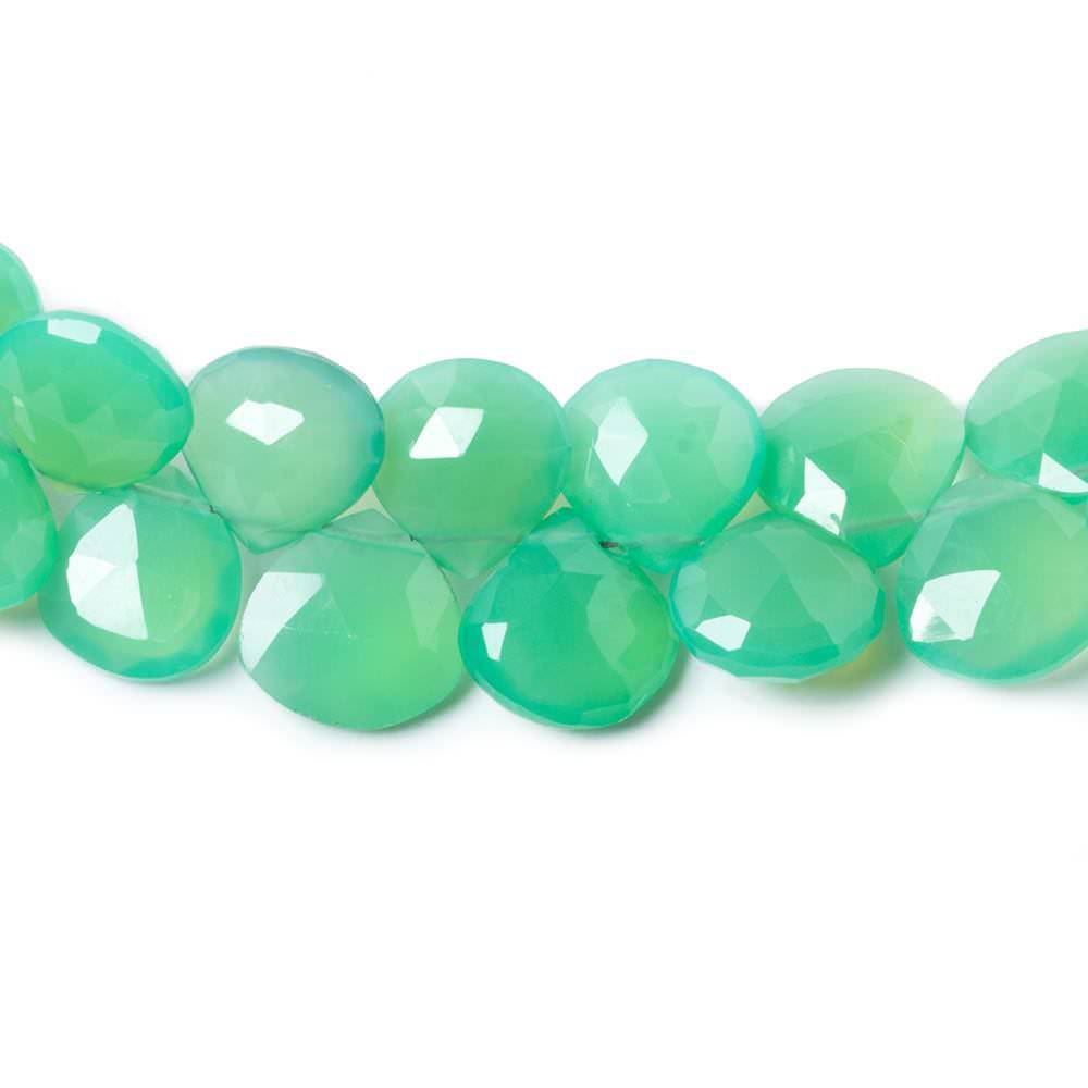 7-9mm Green Chalcedony Faceted Heart Beads 8 inch 50 pieces - Beadsofcambay.com