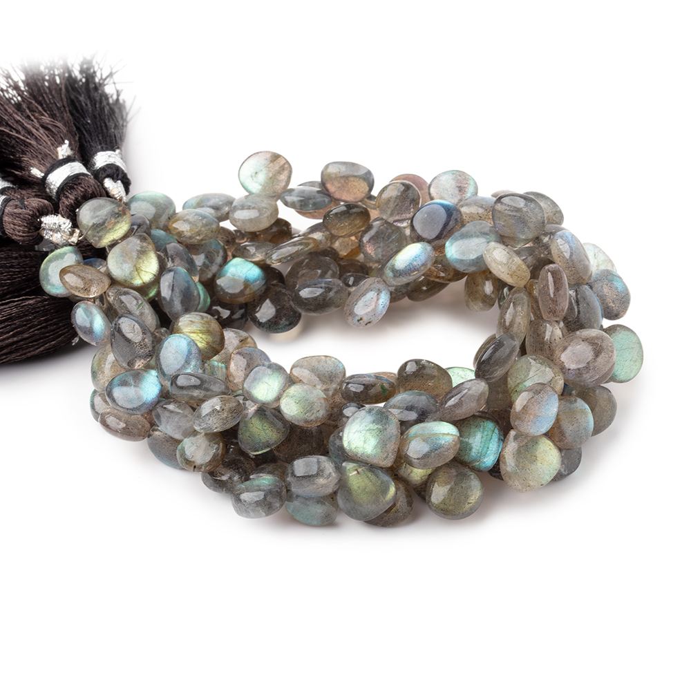 7-9mm Labradorite Plain Heart Beads 7 inch 40 pieces - Beadsofcambay.com