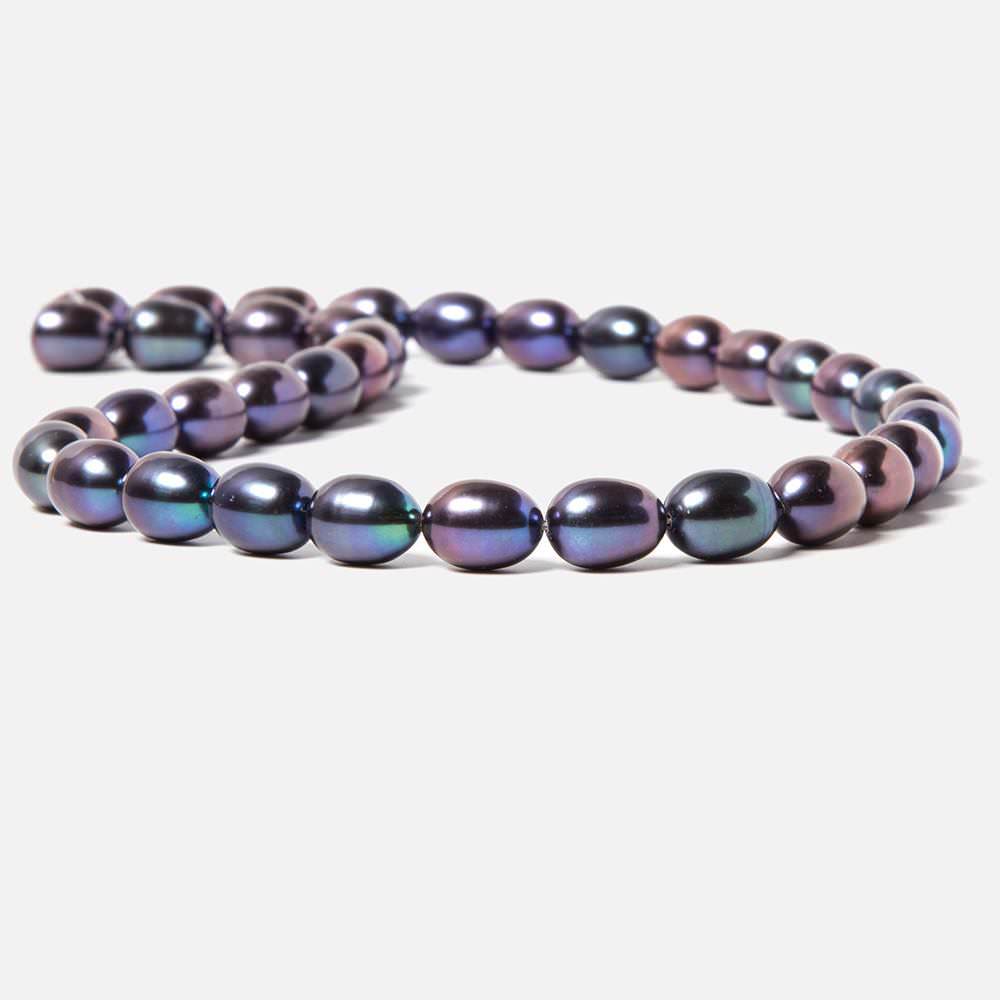 7.5x10mm Purple Peacock Straight Drill Oval Freshwater Pearl 40 pcs - Beadsofcambay.com