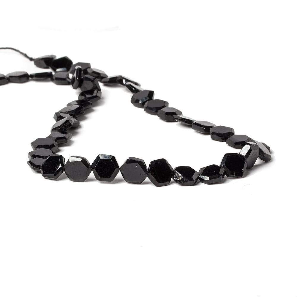 7mm Black Spinel bezel faceted hexagon beads 13 inch 43 pieces - Beadsofcambay.com