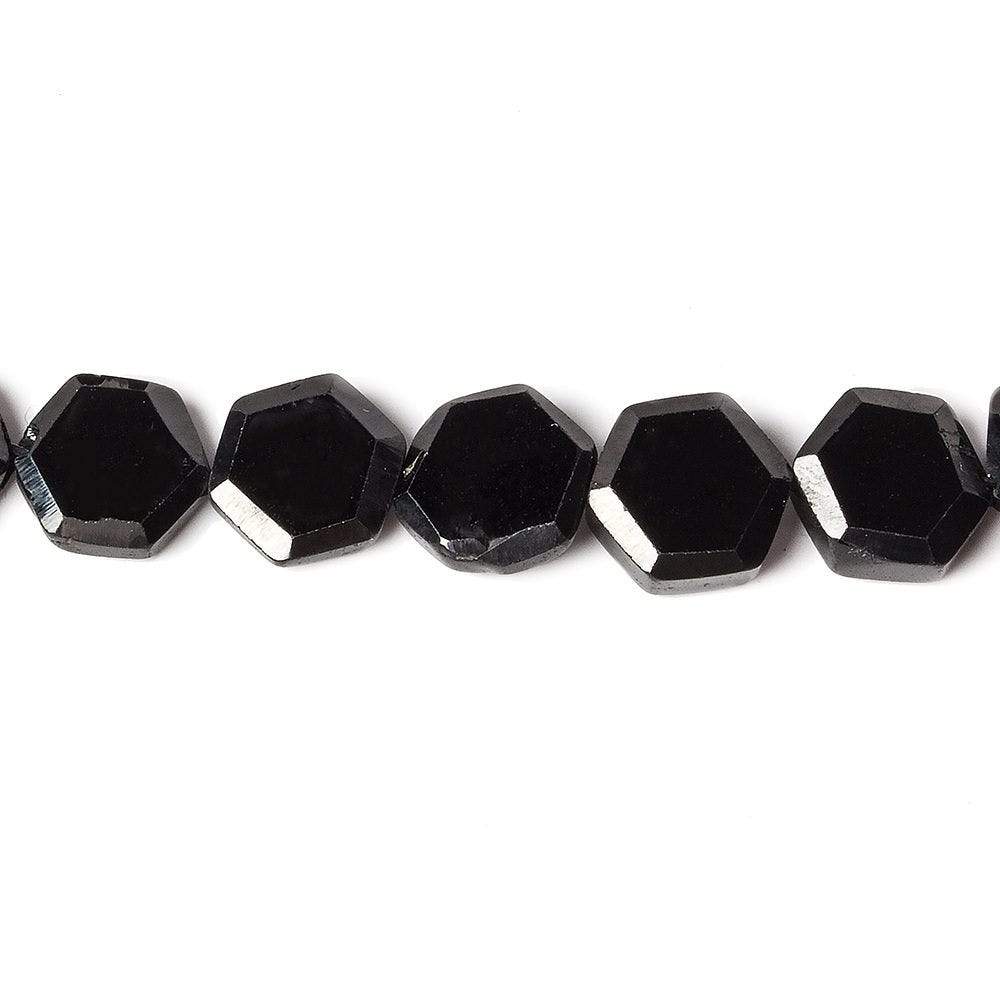 7mm Black Spinel bezel faceted hexagon beads 13 inch 43 pieces - Beadsofcambay.com