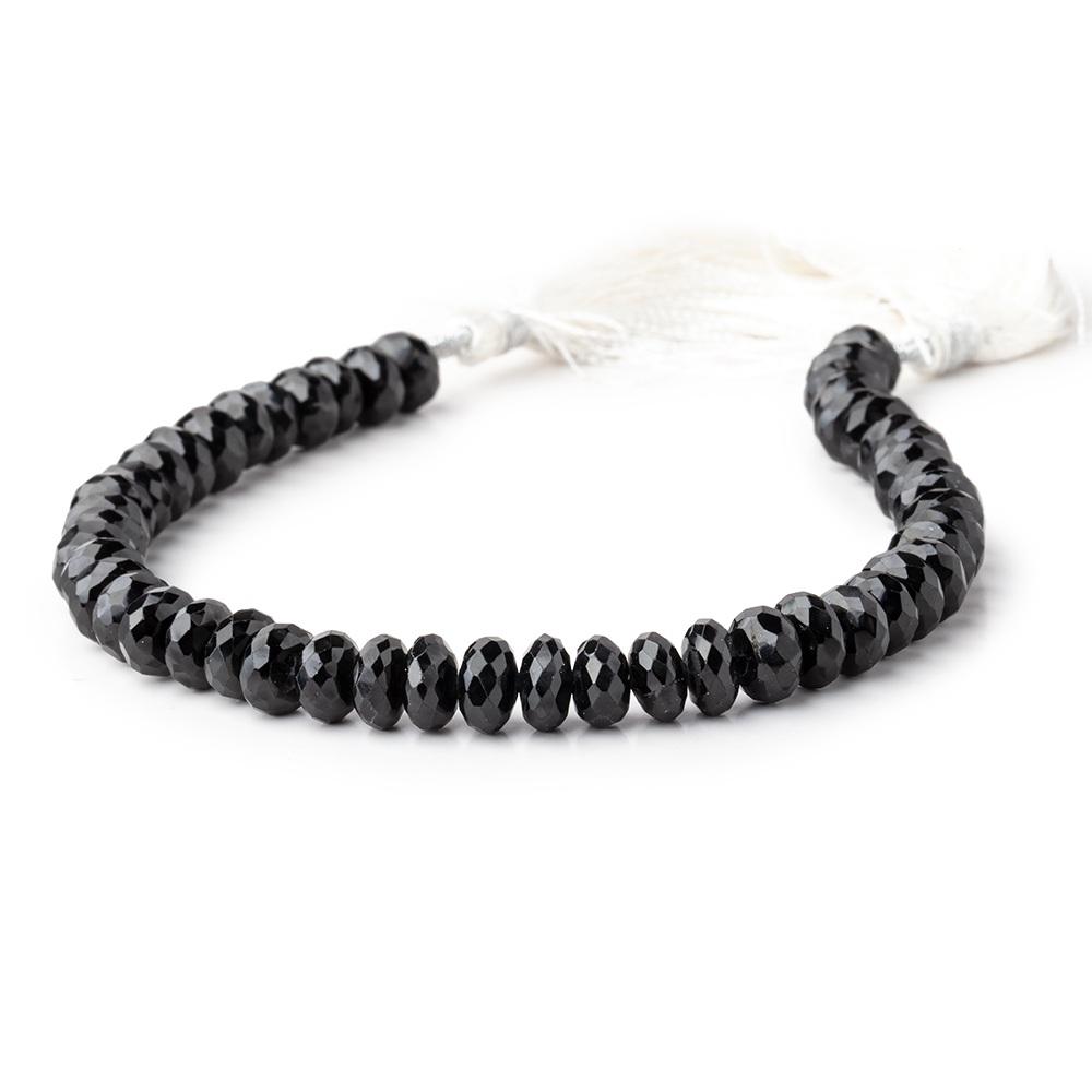 7mm Black Spinel faceted rondelle beads 8 inch 47 beads - Beadsofcambay.com