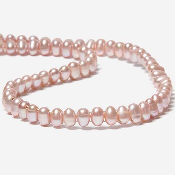 7x5mm Dark Pink Double Drilled Oval Freshwater Pearls 15.5 inch 76 pieces - Beadsofcambay.com