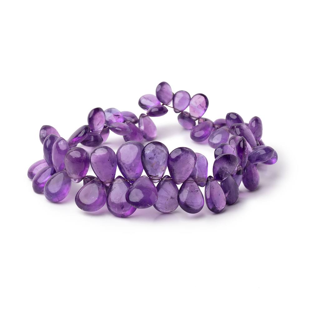 7x6-12x9mm Amethyst Plain Pear Beads 7.5 inch 58 pieces - Beadsofcambay.com