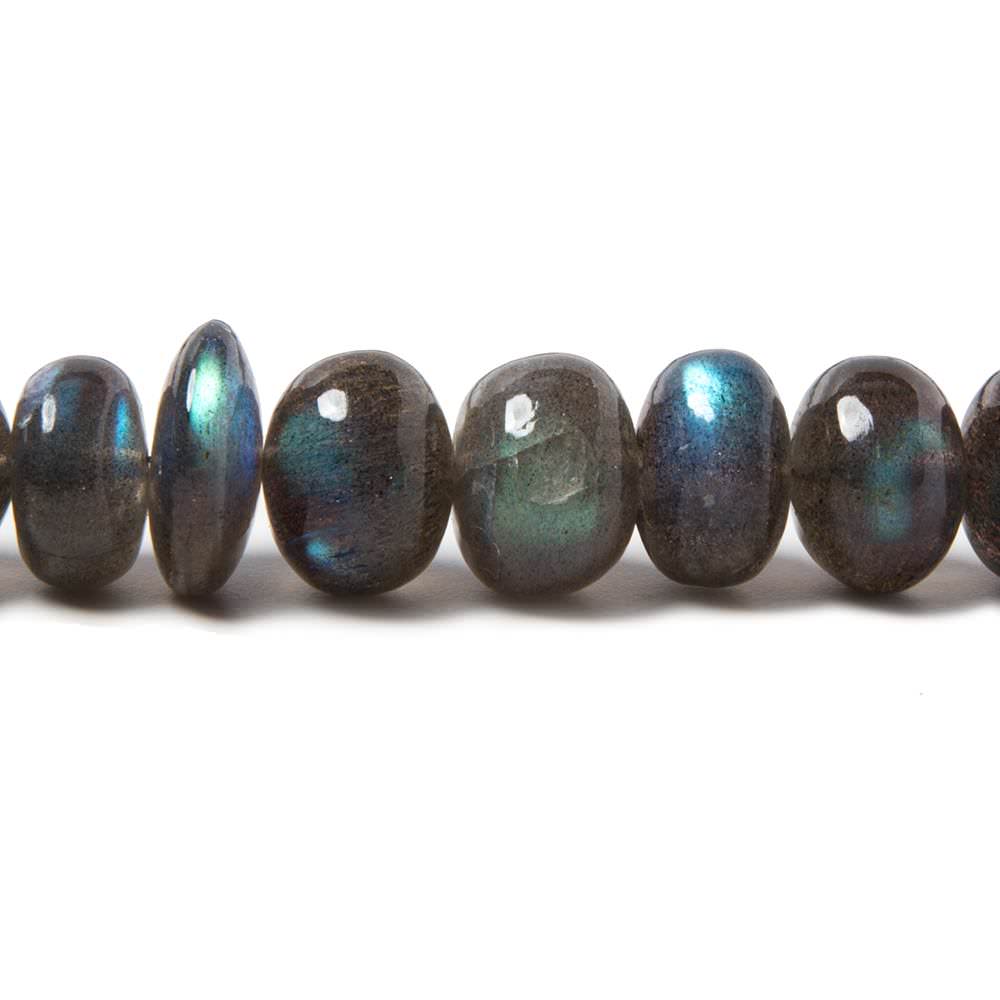 8-10mm Labradorite Plain Rondelle Beads 15 inch 67 pieces - Beadsofcambay.com