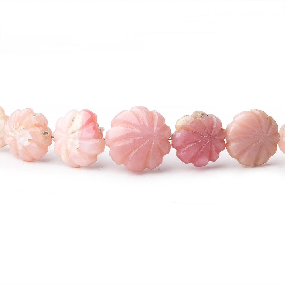 8-12mm Pink Peruvian Opal Carved Coin Beads 16 inch 48 pieces - Beadsofcambay.com