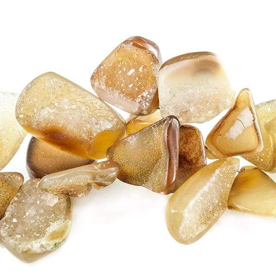 8 - 19mm Golden Brown Agate Petite Drusy Free Form Beads 42 pieces - Beadsofcambay.com