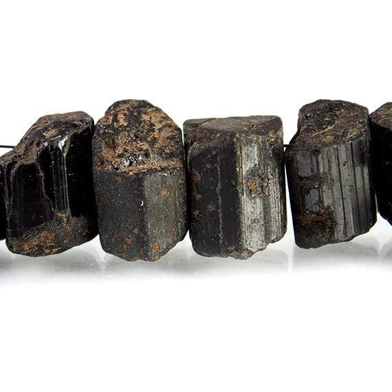 8-21mm Black Tourmaline Top Drilled Natural Crystal Beads 22 pcs - Beadsofcambay.com