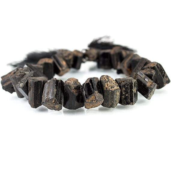 8-21mm Black Tourmaline Top Drilled Natural Crystal Beads 22 pcs - Beadsofcambay.com