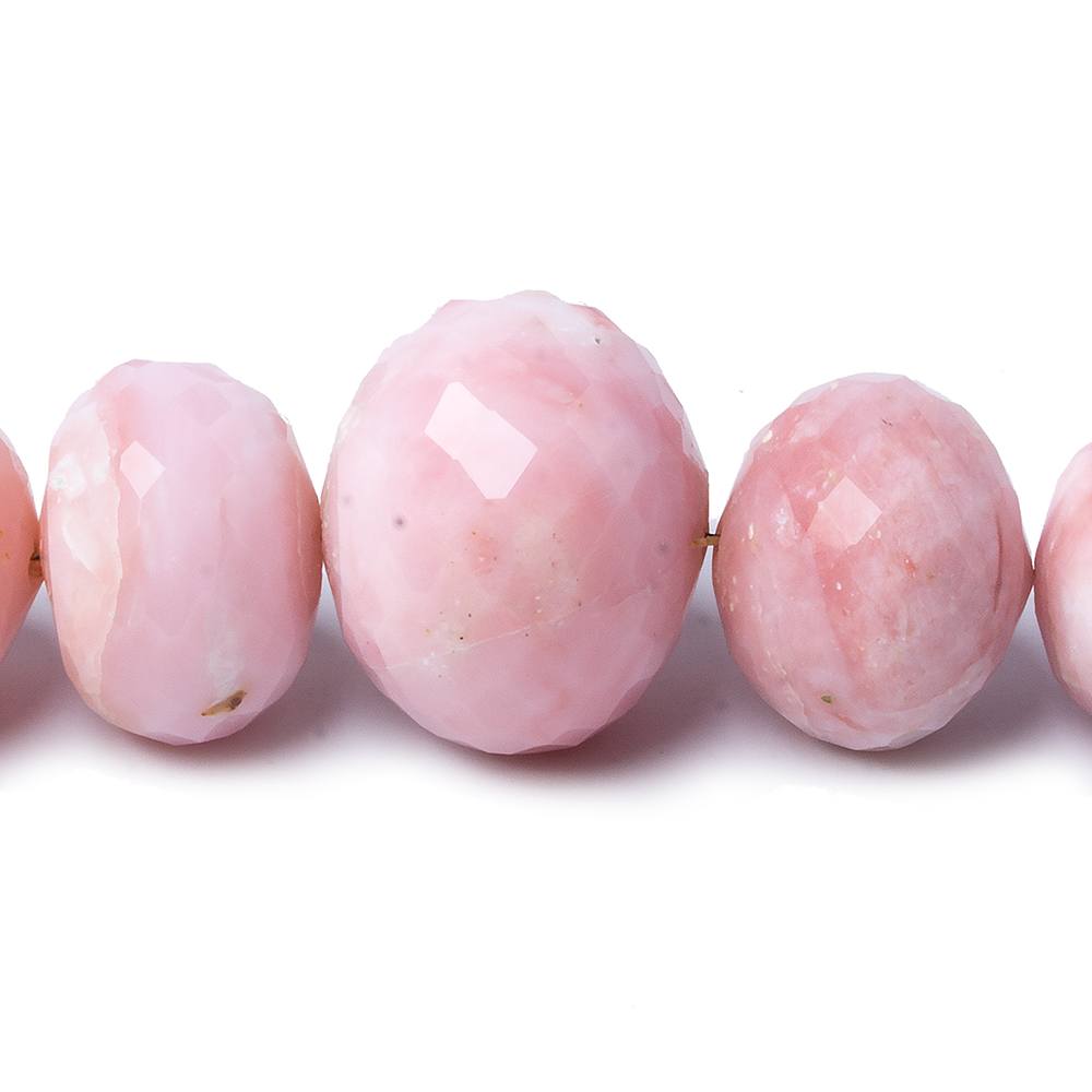 8-21mm Pink Peruvian Opal faceted rondelle beads 17 inch 51 pieces - Beadsofcambay.com