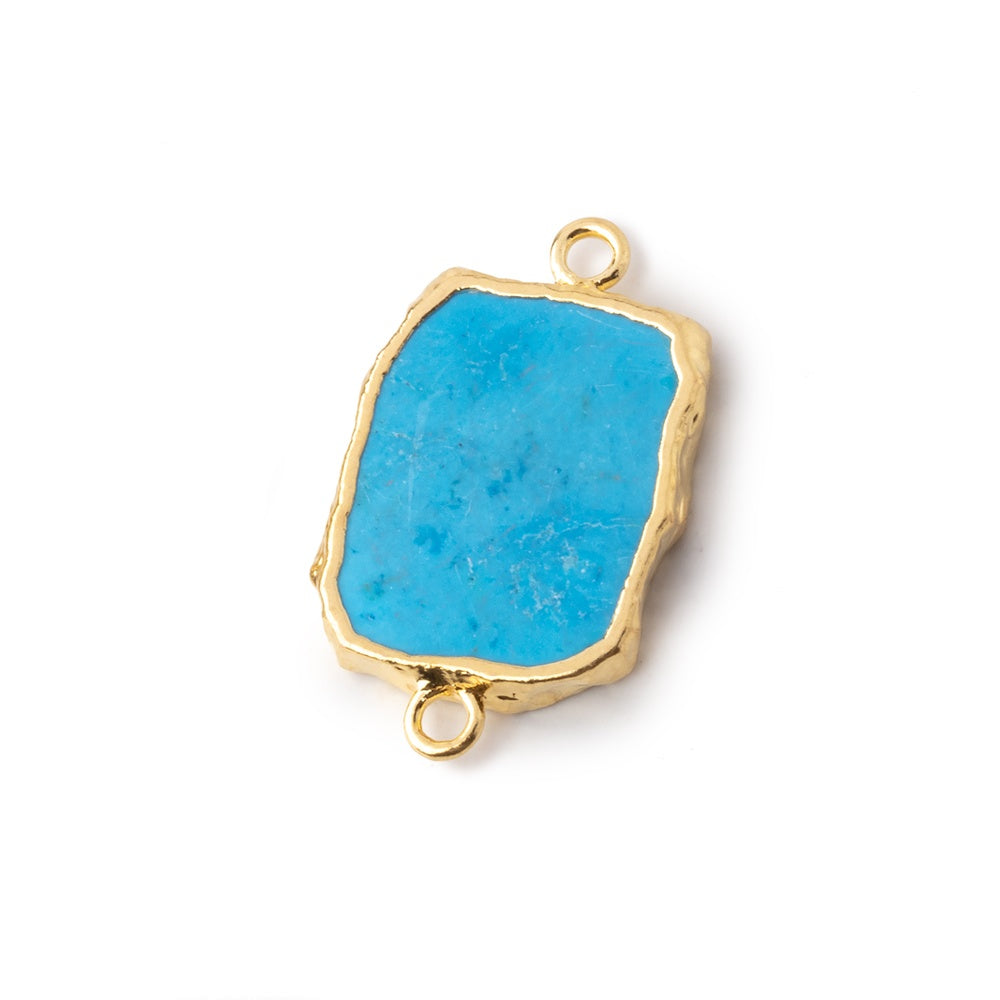 15x12mm Gold Leafed Turquoise Howlite slice Connector 1 piece - BeadsofCambay.com