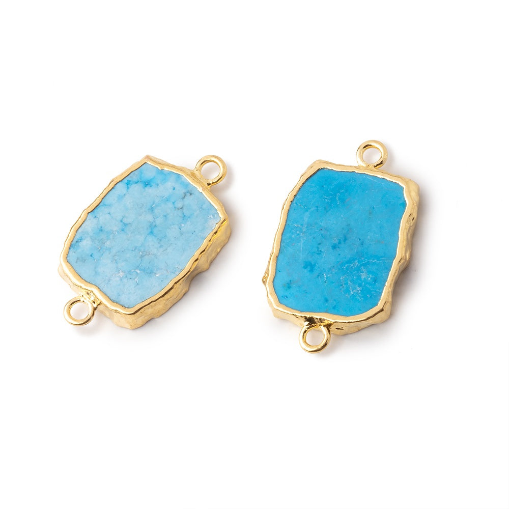 15x12mm Gold Leafed Turquoise Howlite slice Connector 1 piece - BeadsofCambay.com