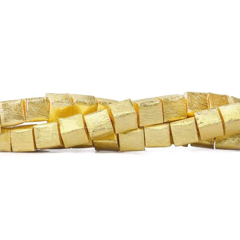 8mm 22kt Gold plated Copper Brushed Cube Bead 8 inch 24 pieces - Beadsofcambay.com