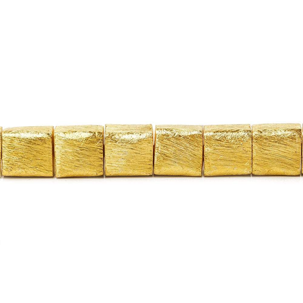 8mm 22kt Gold plated Copper Brushed Cube Bead 8 inch 24 pieces - Beadsofcambay.com