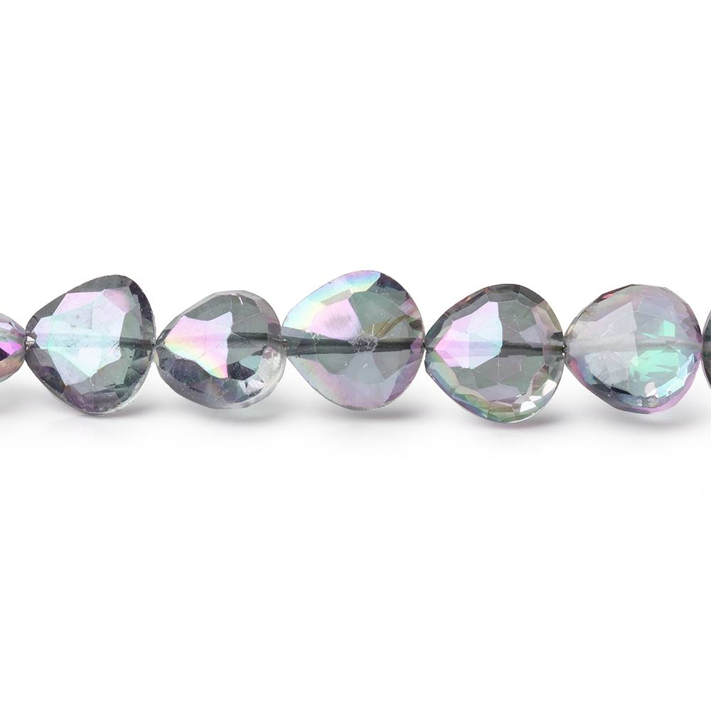 8mm Mystic White Topaz Straight Drill Faceted Hearts 9 Inch 29 Beads