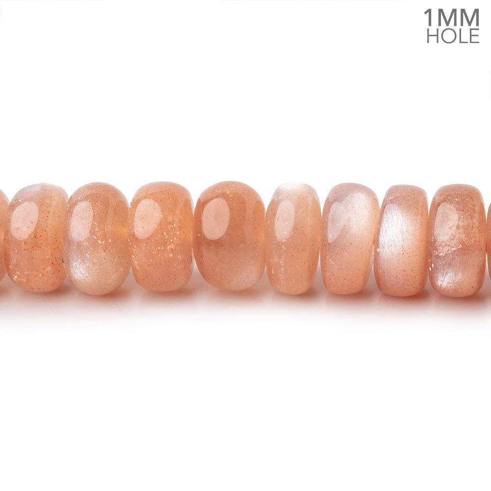 8mm Peach Moonstone Plain Rondelles 16 inch 90 Beads 1mm hole - Beadsofcambay.com