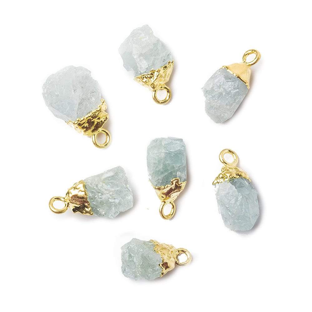 8x4x5mm Gold Leafed Aquamarine Unpolished Natural Crystal Pendant 1 piece - Beadsofcambay.com