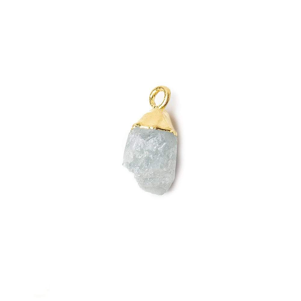 8x4x5mm Gold Leafed Aquamarine Unpolished Natural Crystal Pendant 1 piece - Beadsofcambay.com