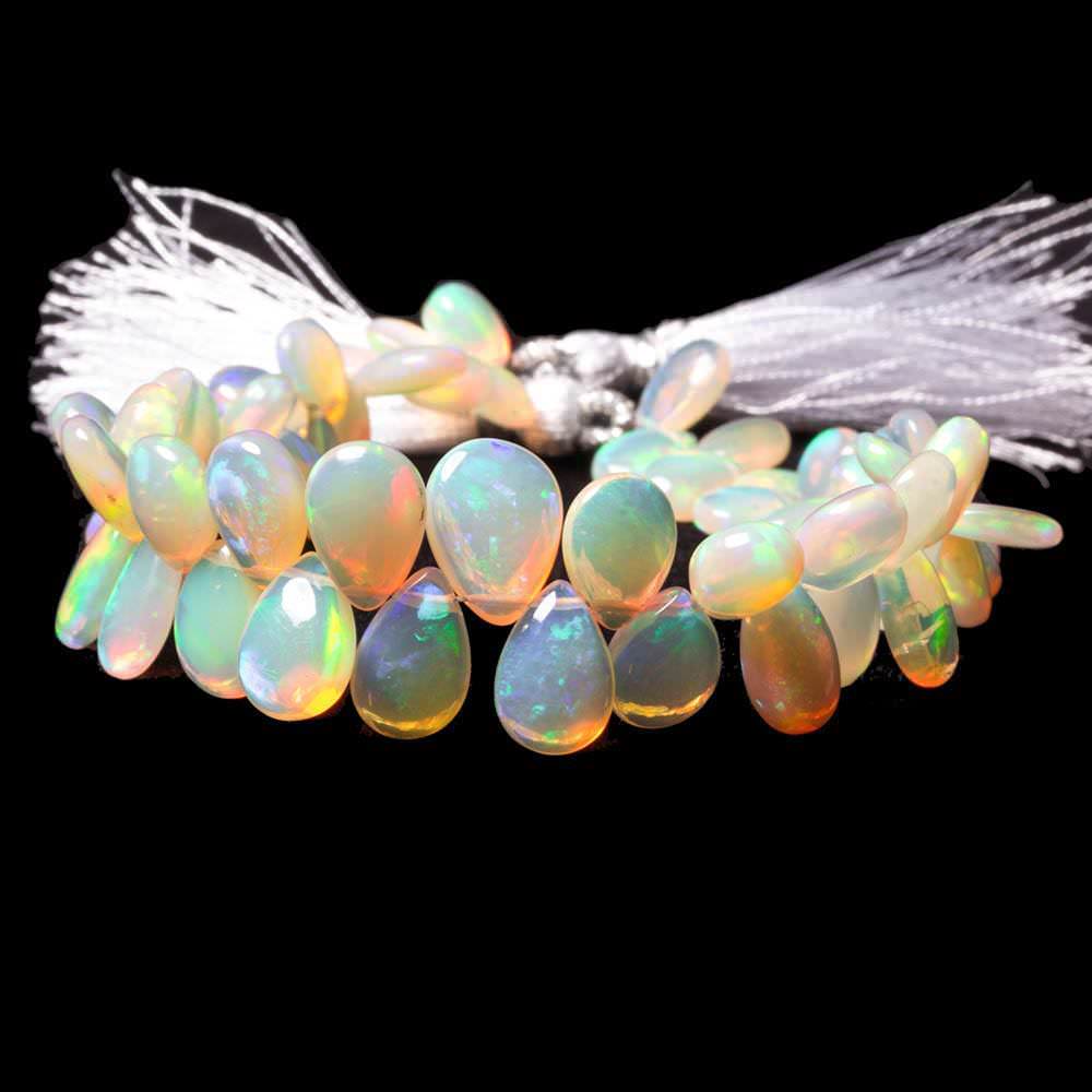 8x5.5-12x8.5mm Ethiopian Golden Opal plain pear beads 8 inch 57 pieces - Beadsofcambay.com