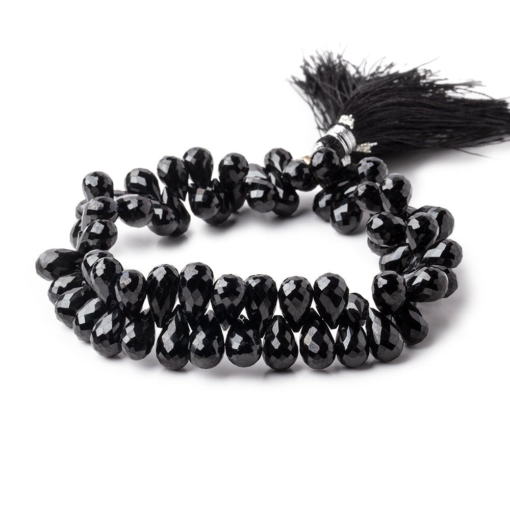 8x6-12x6mm Black Spinel Faceted Tear Drop Beads 8 inch 71 pieces - Beadsofcambay.com