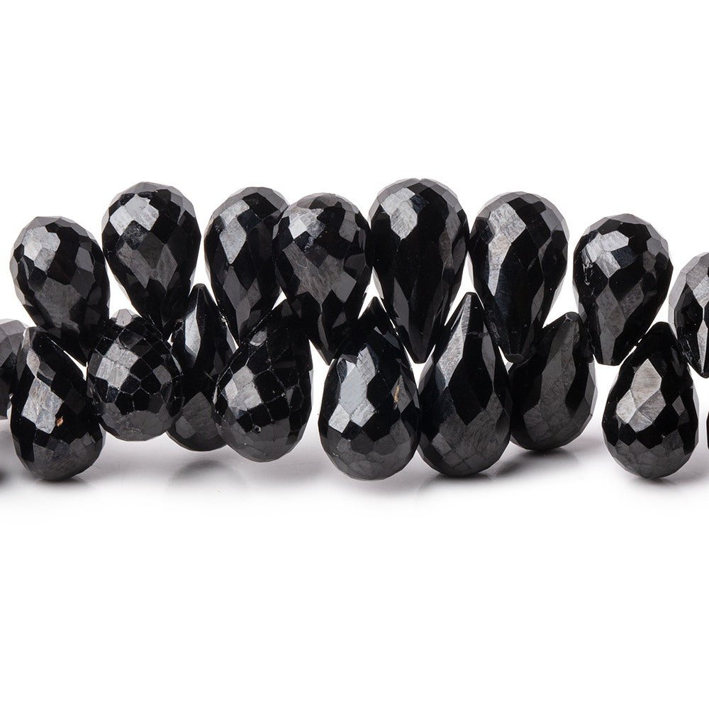 8x6-12x6mm Black Spinel Faceted Tear Drop Beads 8 inch 71 pieces - Beadsofcambay.com