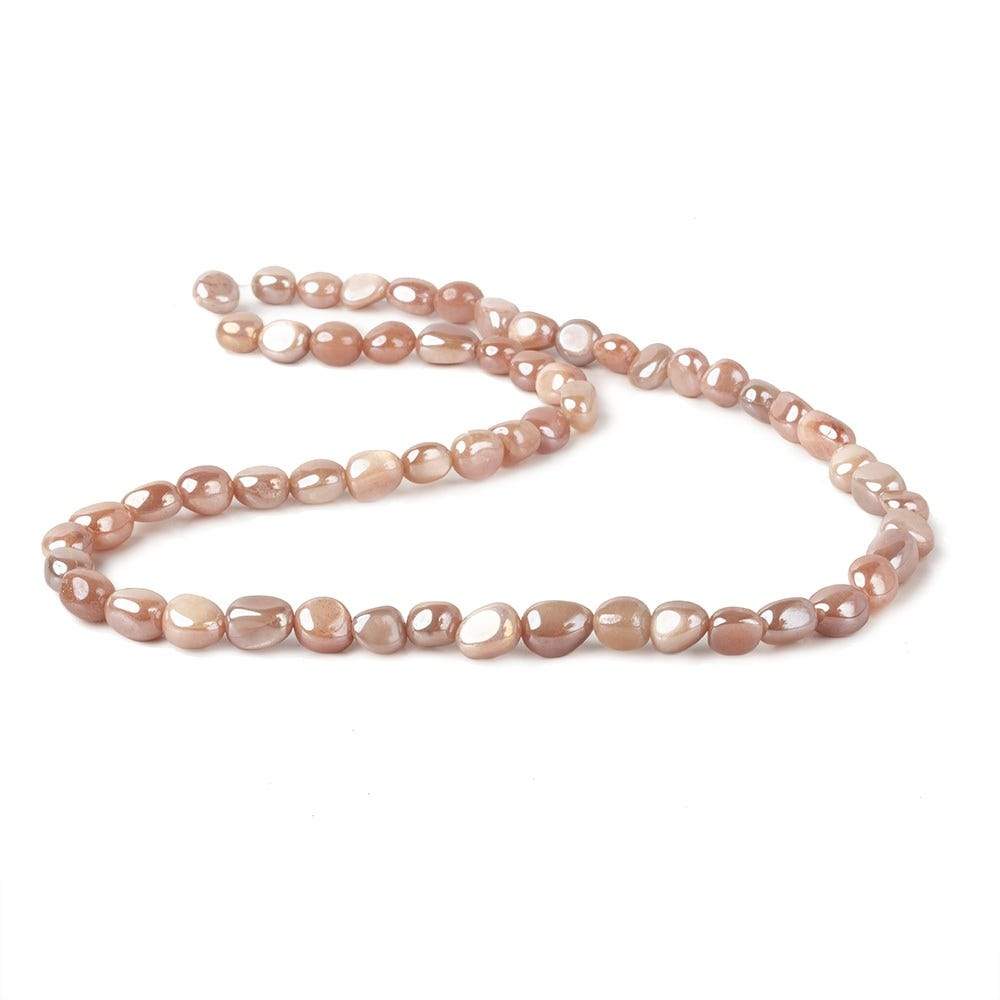 8x6-9x8mm Mystic Multi peach Moonstone plain nuggets 16 inch 45 beads - Beadsofcambay.com