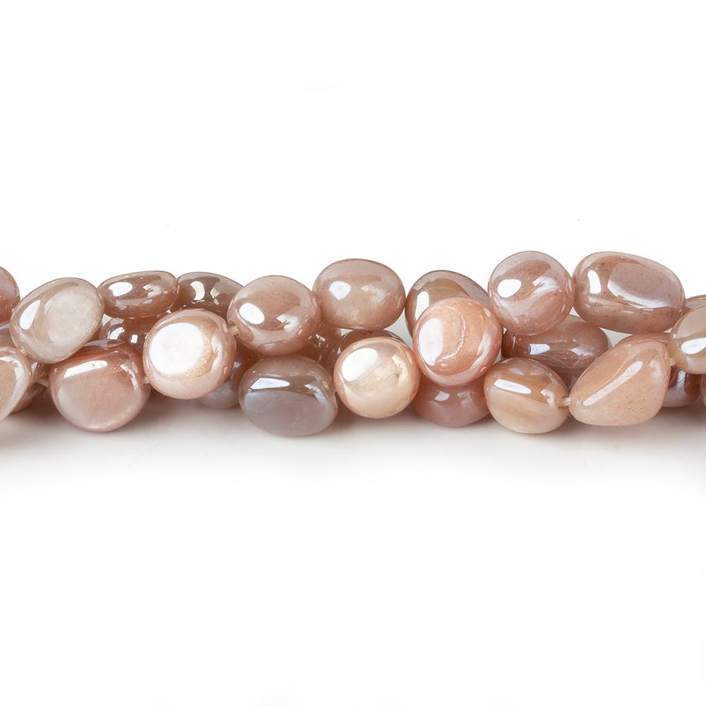 8x6-9x8mm Mystic Multi peach Moonstone plain nuggets 16 inch 45 beads - Beadsofcambay.com