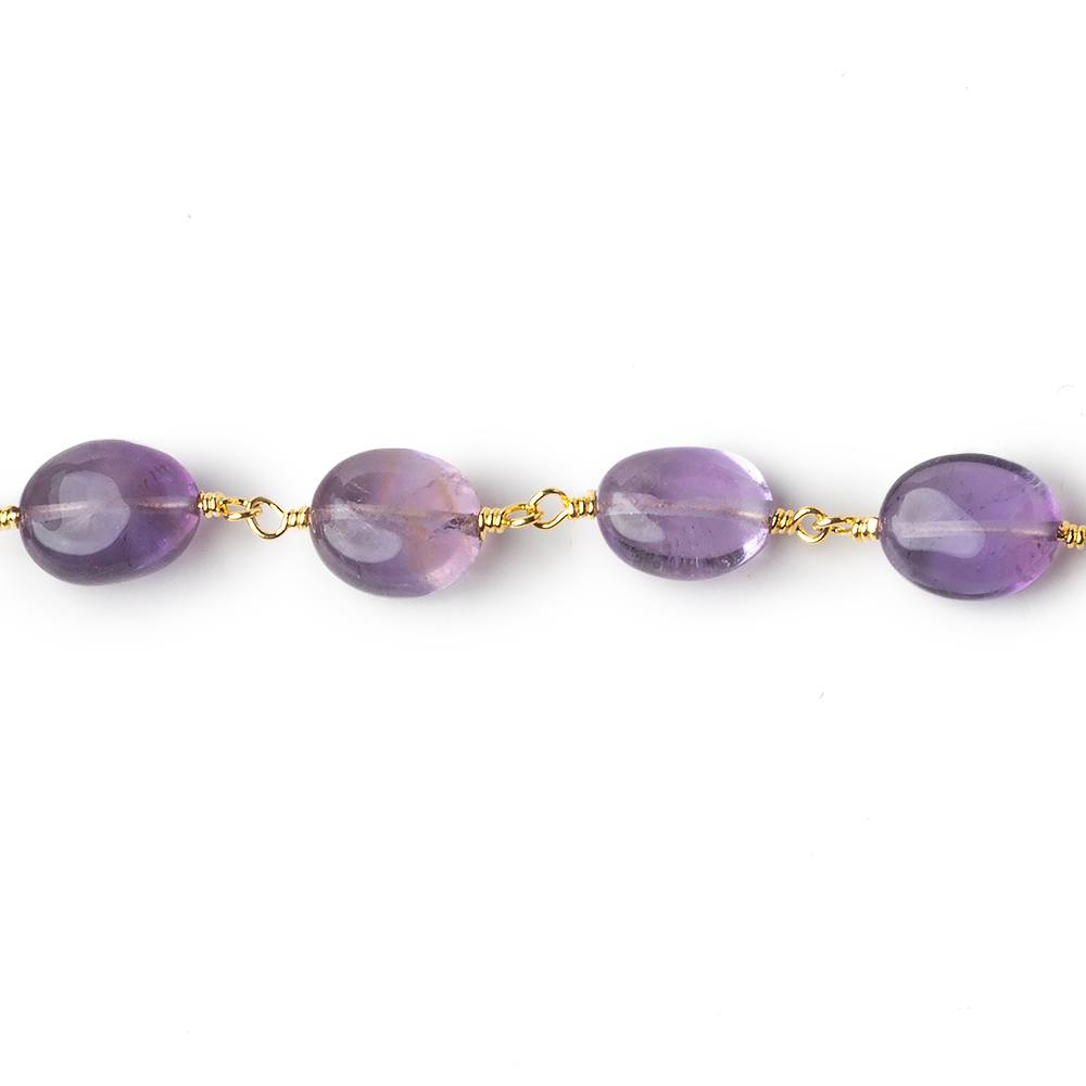 8x7-9x8mm Amethyst plain ovals Gold plated Chain by the foot 27 beads per - Beadsofcambay.com