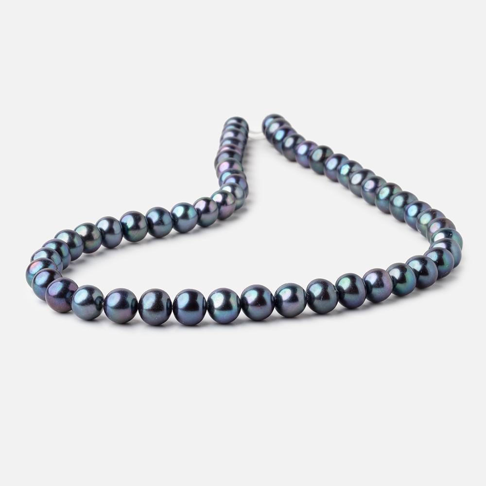 8x7mm Navy Peacock Off Round Freshwater Pearls 15.5 inch 52 pieces - Beadsofcambay.com