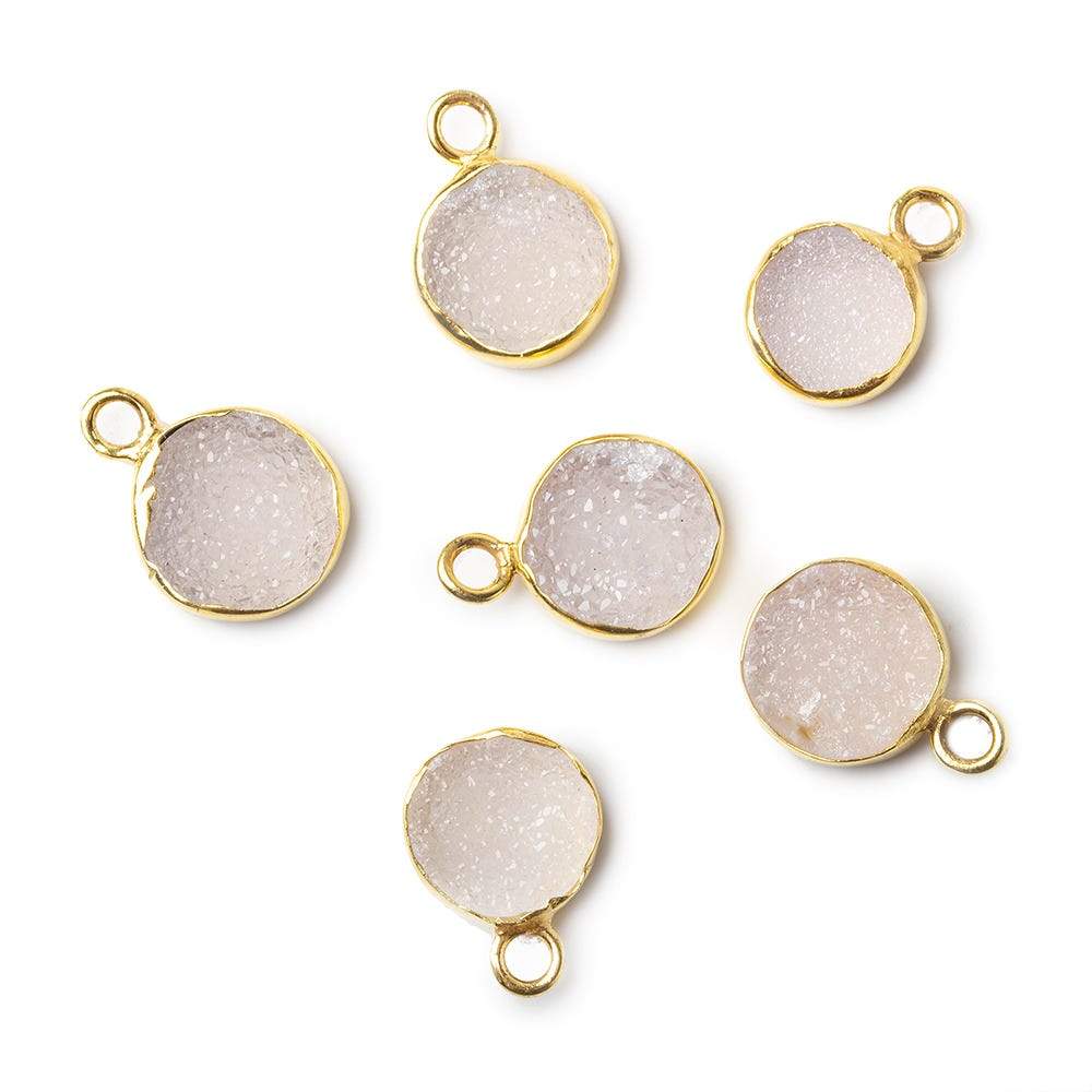 9.5mm Vermeil Bezel Pink Drusy Coin Pendant 1 piece - Beadsofcambay.com