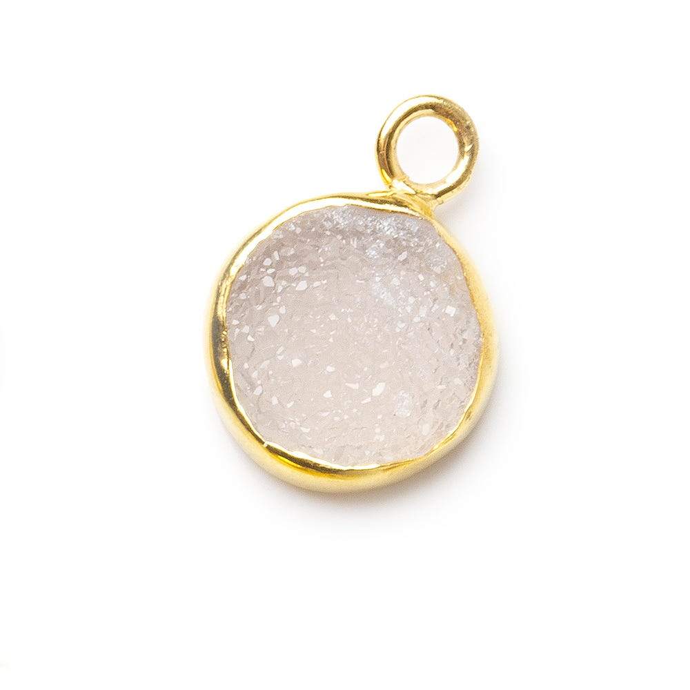 9.5mm Vermeil Bezel Pink Drusy Coin Pendant 1 piece - Beadsofcambay.com