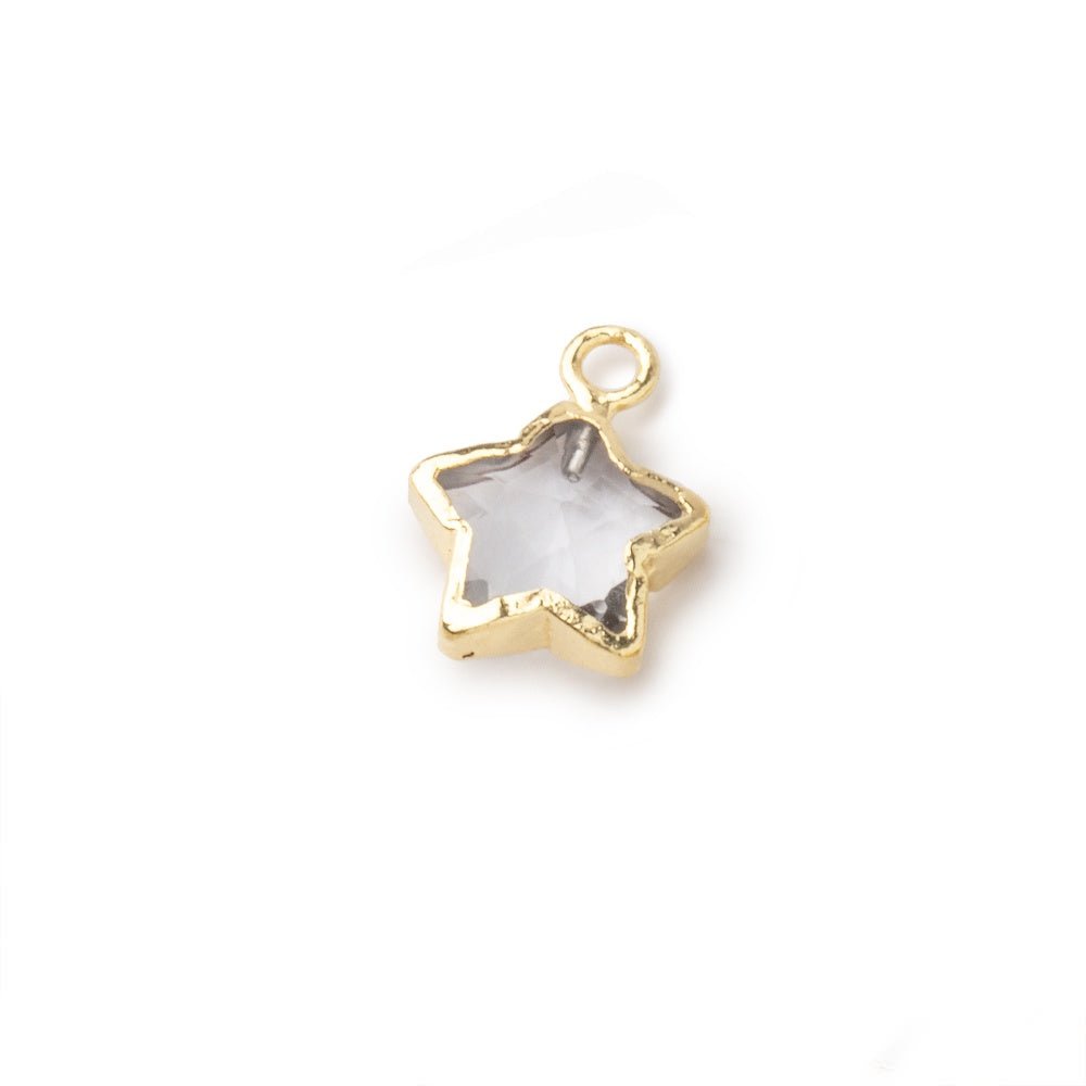 9mm Gold Leafed Crystal Quartz Faceted Star Focal Pendant 1 piece - Beadsofcambay.com