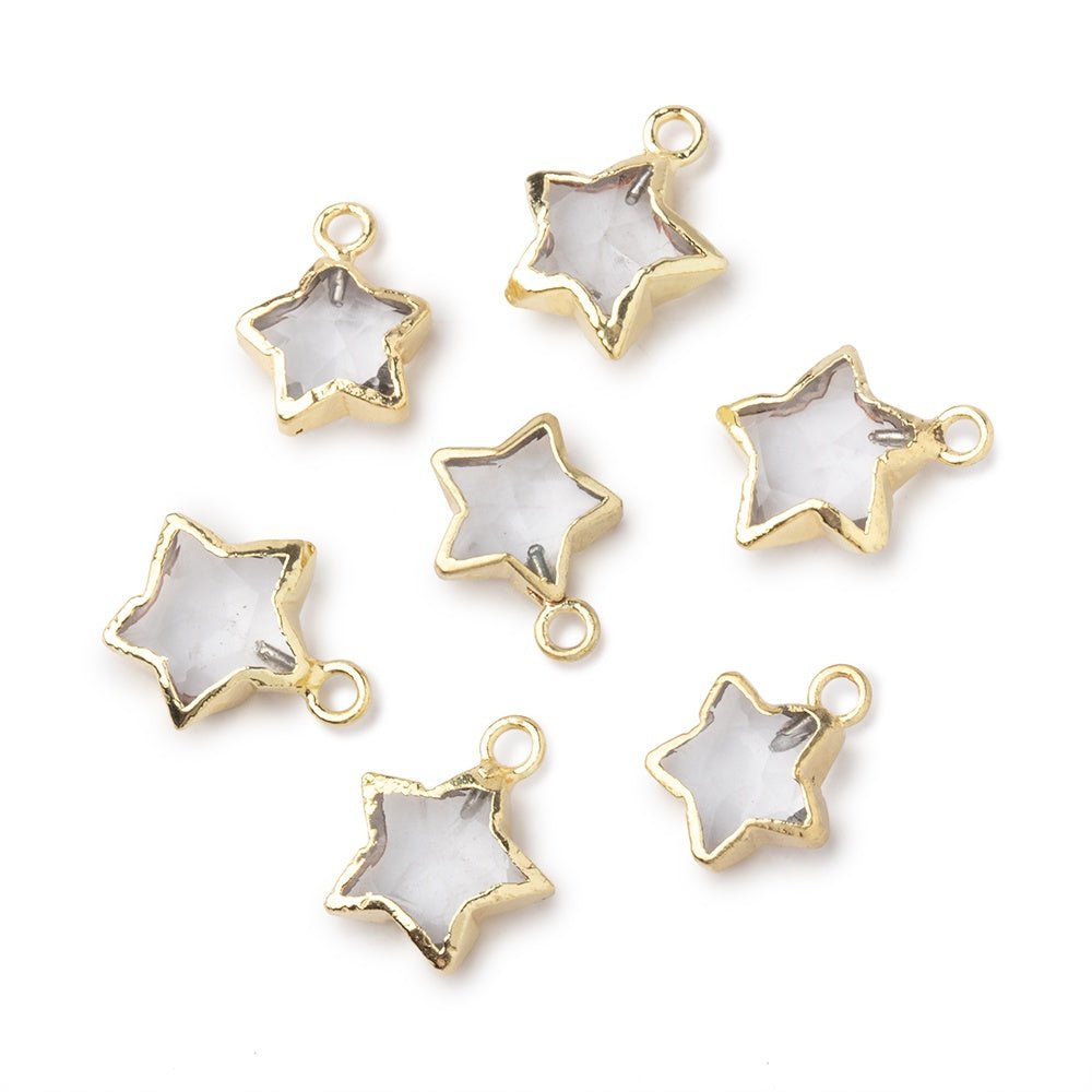 9mm Gold Leafed Crystal Quartz Faceted Star Focal Pendant 1 piece - Beadsofcambay.com