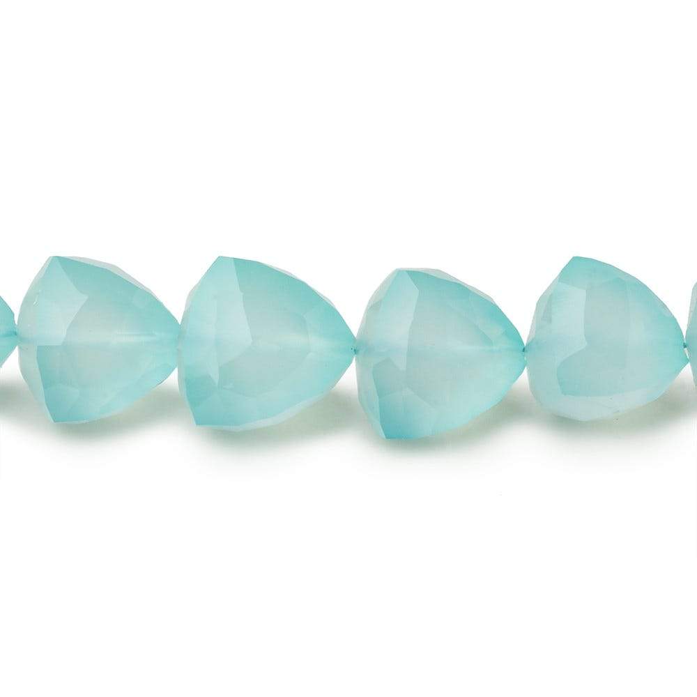 9mm Seafoam Blue Chalcedony straight drilled faceted trillions 8 inch 21 beads - Beadsofcambay.com