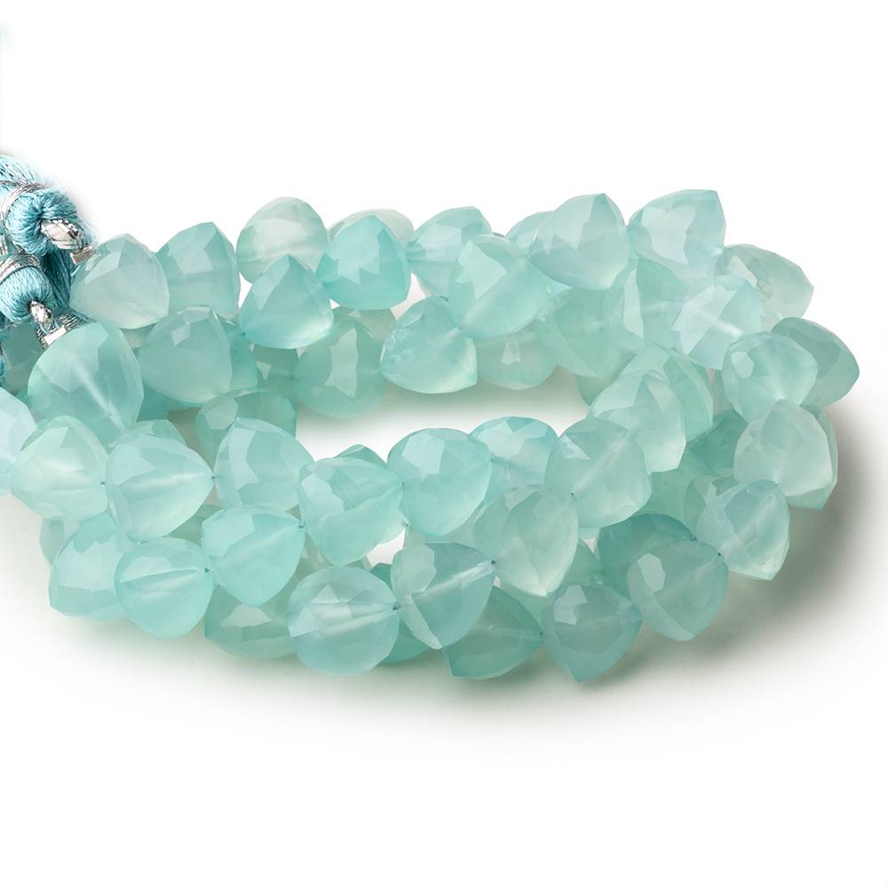 9mm Seafoam Blue Chalcedony straight drilled faceted trillions 8 inch 21 beads - Beadsofcambay.com