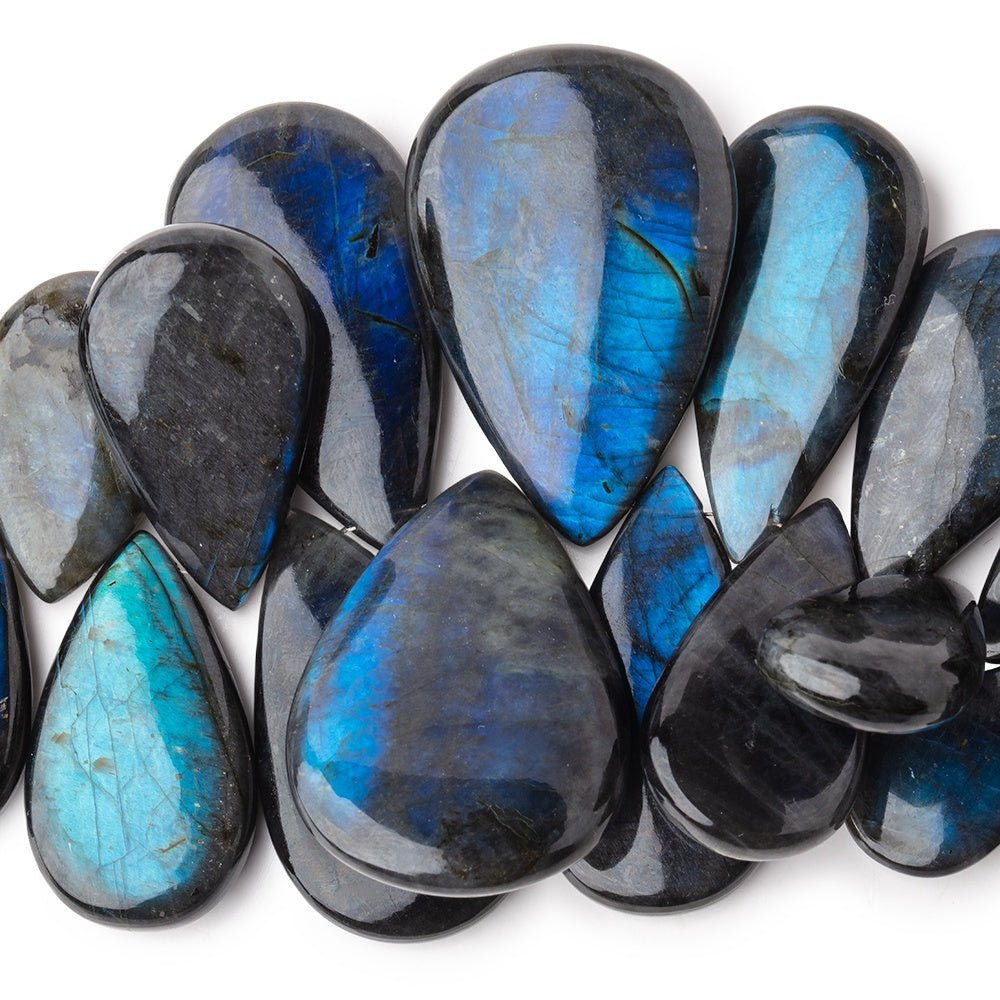 9x6-36x24mm Black Labradorite Plain Pear Beads 7 inch 33 pieces AA - Beadsofcambay.com