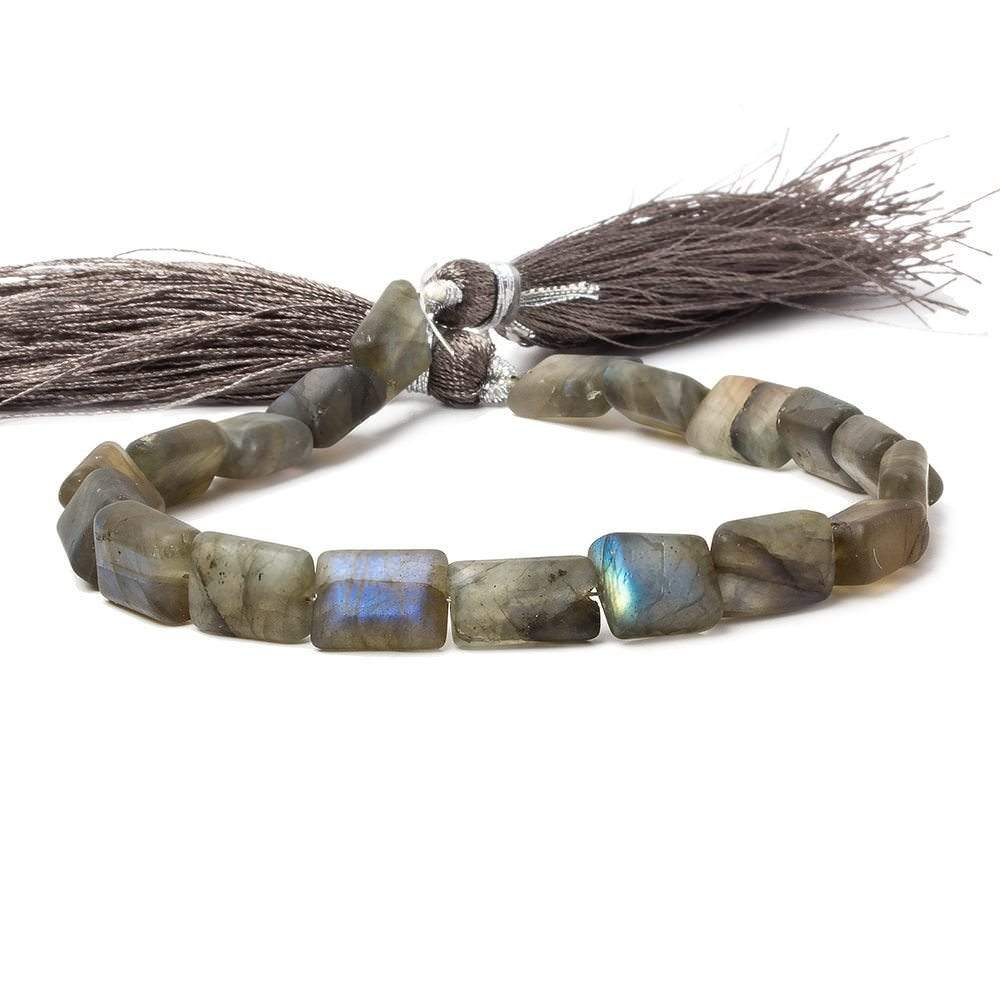 9x7-12x8mm Matte Labradorite plain rectangle beads 7.5 inch 17 pieces - Beadsofcambay.com