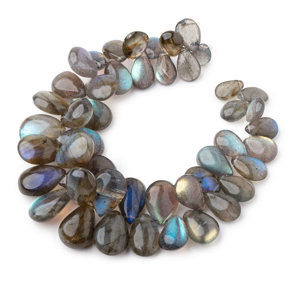 9x7-20x14mm Labradorite Plain Pear Beads 7.5 inch 46 pieces AA Grade - Beadsofcambay.com