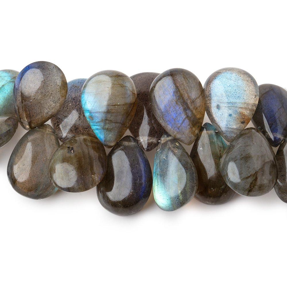 9x7-20x14mm Labradorite Plain Pear Beads 7.5 inch 46 pieces AA Grade - Beadsofcambay.com